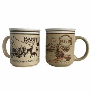 Vintage Banff and Oregon Brown Souvenir Mugs 70s
